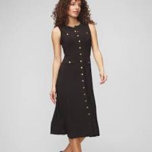 White House Black Market Matte Jersey Crest Button Midi Dress